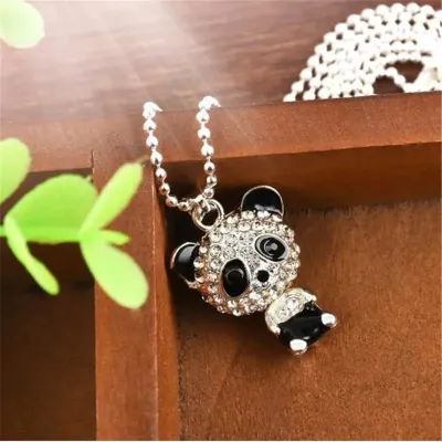 Cute Panda Rhinestone Pendant Necklace